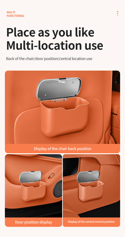 Car Trash Can Hanging Rubbish Bin with Lid Waterproof Leather Vehicle Organiser Storage Box for Door Seat V888-ELOSUNG41511