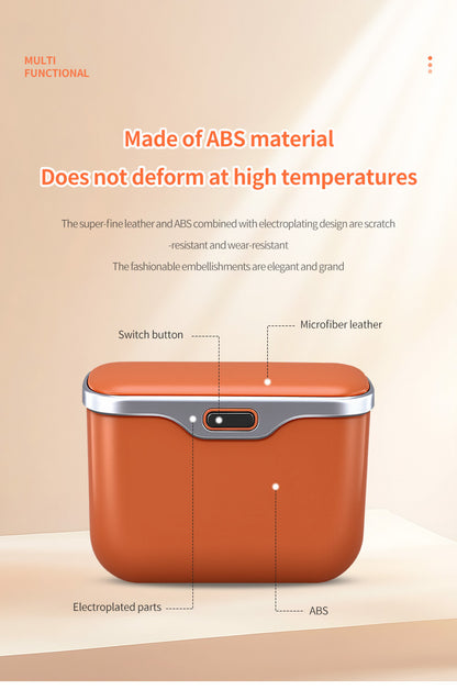 Car Trash Can Hanging Rubbish Bin with Lid Waterproof Leather Vehicle Organiser Storage Box for Door Seat V888-ELOSUNG41511