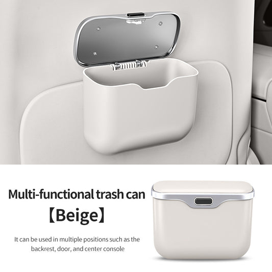 Car Trash Can Hanging Rubbish Bin with Lid Waterproof Leather Vehicle Organiser Storage Box for Door Seat V888-ELOSUNG41512