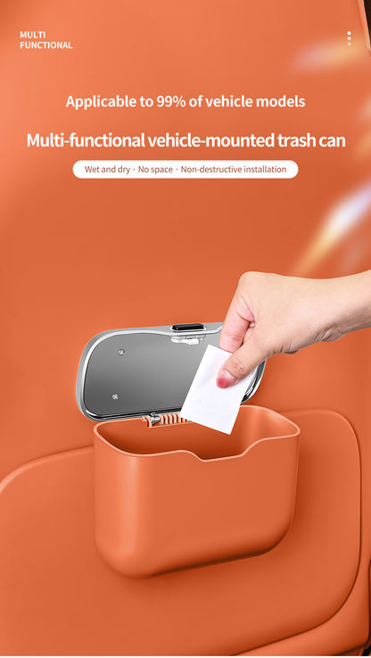 Car Trash Can Hanging Rubbish Bin with Lid Waterproof Leather Vehicle Organiser Storage Box for Door Seat V888-ELOSUNG41512