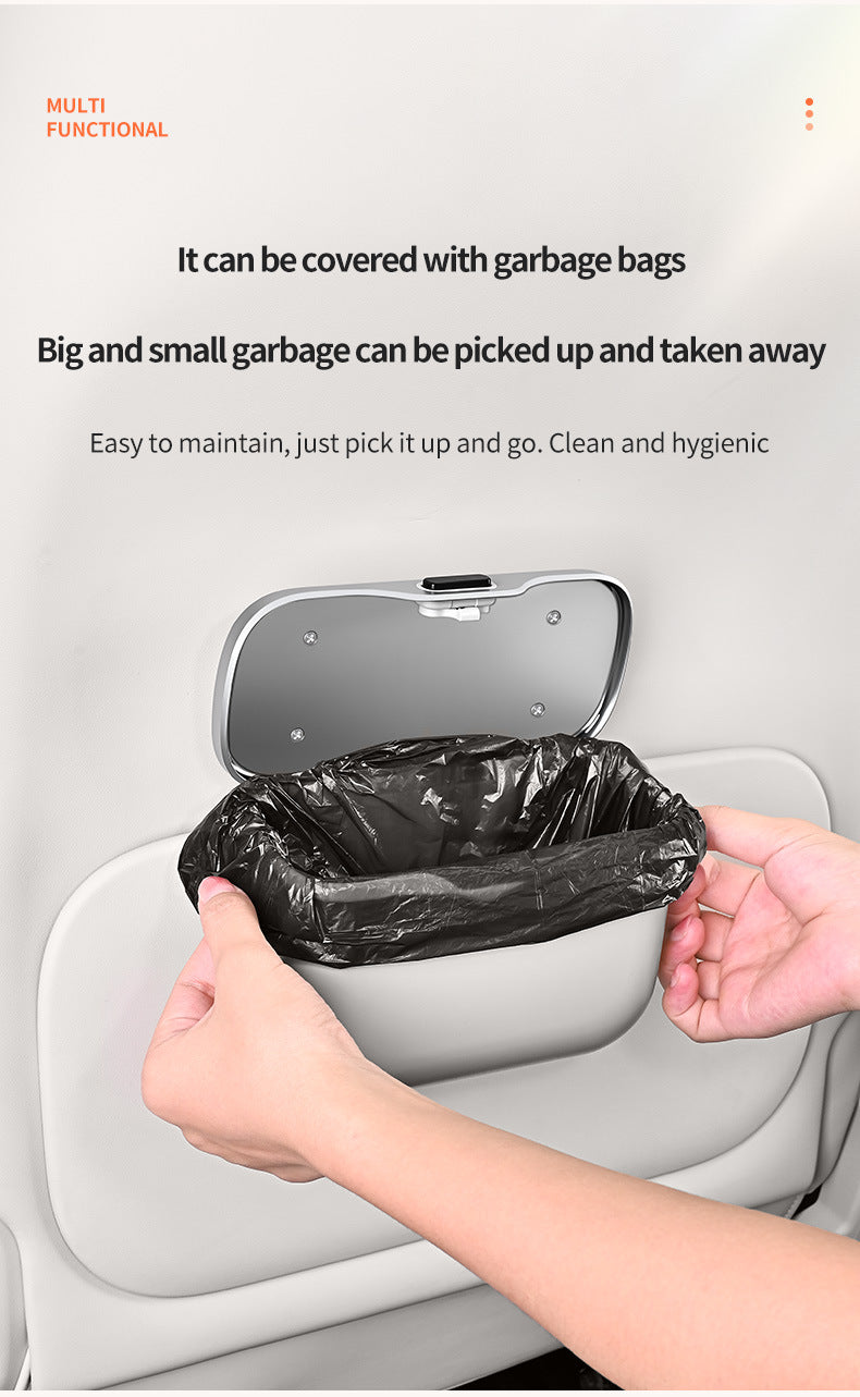 Car Trash Can Hanging Rubbish Bin with Lid Waterproof Leather Vehicle Organiser Storage Box for Door Seat V888-ELOSUNG41512
