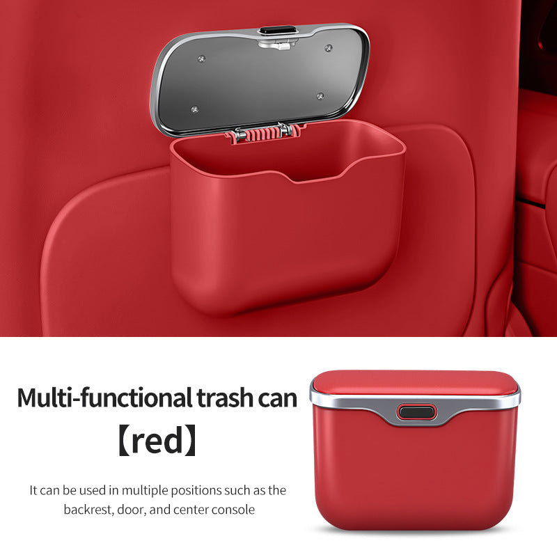 Car Trash Can Hanging Rubbish Bin with Lid Waterproof Leather Vehicle Organiser Storage Box for Door Seat V888-ELOSUNG41513