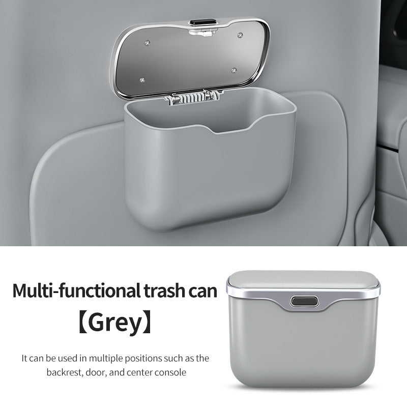 Car Trash Can Hanging Rubbish Bin with Lid Waterproof Leather Vehicle Organiser Storage Box for Door Seat V888-ELOSUNG41514