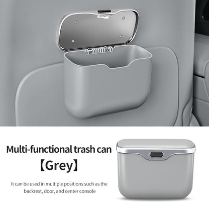Car Trash Can Hanging Rubbish Bin with Lid Waterproof Leather Vehicle Organiser Storage Box for Door Seat V888-ELOSUNG41514