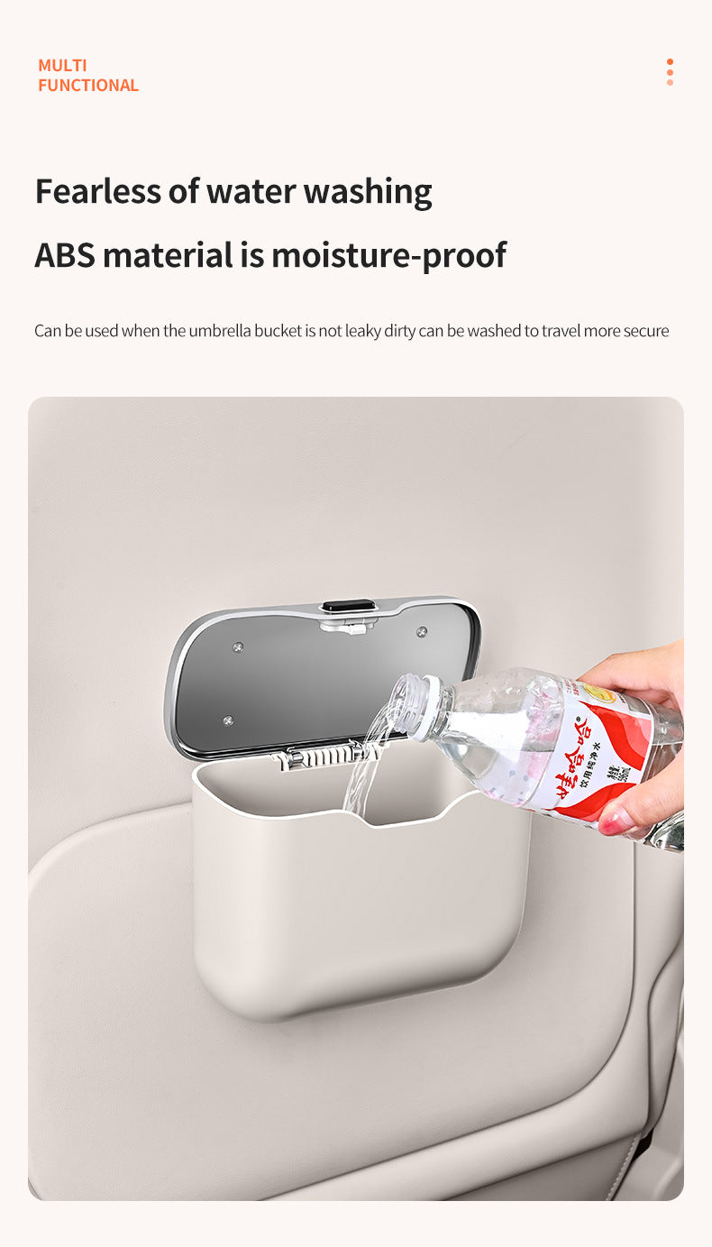 Car Trash Can Hanging Rubbish Bin with Lid Waterproof Leather Vehicle Organiser Storage Box for Door Seat V888-ELOSUNG41514