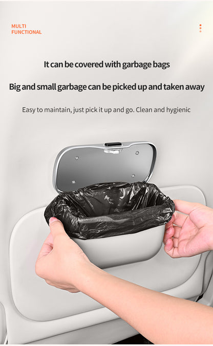 Car Trash Can Hanging Rubbish Bin with Lid Waterproof Leather Vehicle Organiser Storage Box for Door Seat V888-ELOSUNG41514