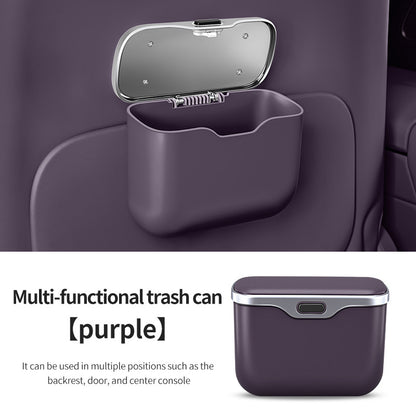 Car Trash Can Hanging Rubbish Bin with Lid Waterproof Leather Vehicle Organiser Storage Box for Door Seat V888-ELOSUNG41515