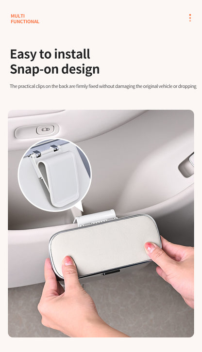Car Trash Can Hanging Rubbish Bin with Lid Waterproof Leather Vehicle Organiser Storage Box for Door Seat V888-ELOSUNG41515
