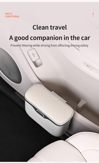 Car Trash Can Hanging Rubbish Bin with Lid Waterproof Leather Vehicle Organiser Storage Box for Door Seat V888-ELOSUNG41516