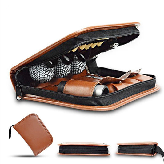 Premium PU Leather Golf Accessory Pouch Portable Zippered Organiser Bag for Tees Balls Scorecard & Tools V888-ELOSUNG41517