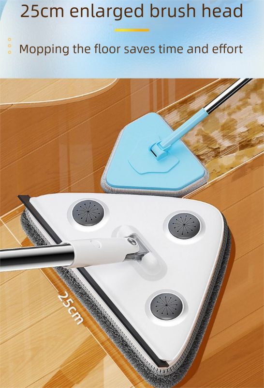 Adjustable Triangle Cleaning Mop 119cm Long Handle Window Squeegee Wall Washer Rotatable Head for Ceilings V888-ELOSUNG41520