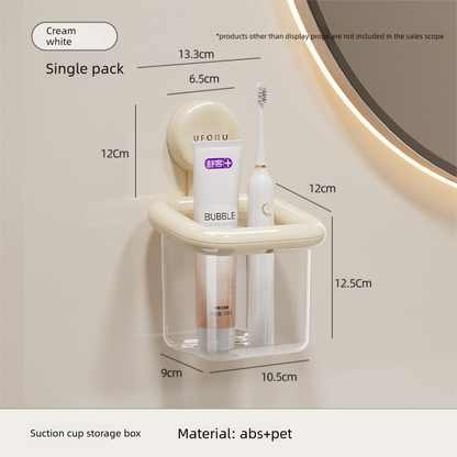Suction Cup Bathroom Organizer Wall Mounted No Drill Storage Caddy Holder for Electric Toothbrush Toothpaste V888-ELOSUNG41527