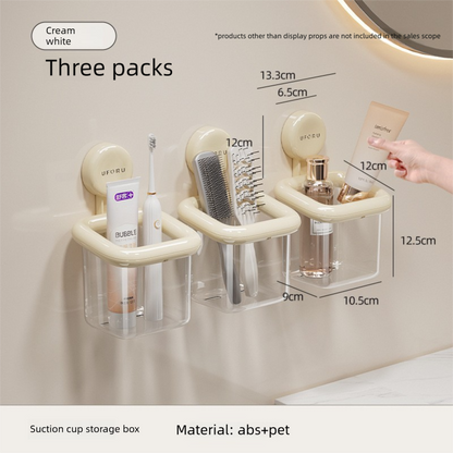 3 PCS Suction Cup Bathroom Organizer Wall Mounted Toothbrush Holder No Drill Storage Caddy with Drainage for V888-ELOSUNG41531