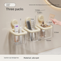 3 PCS Suction Cup Bathroom Organizer Wall Mounted Toothbrush Holder No Drill Storage Caddy with Drainage for V888-ELOSUNG41531