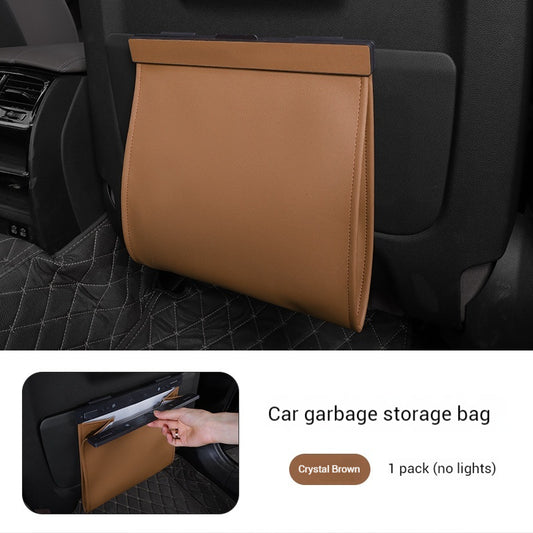 Car Trash Bag Hanging Leather Garbage Bin with Magnetic Closure Waterproof Vehicle Back Seat Organiser V888-ELOSUNG41538