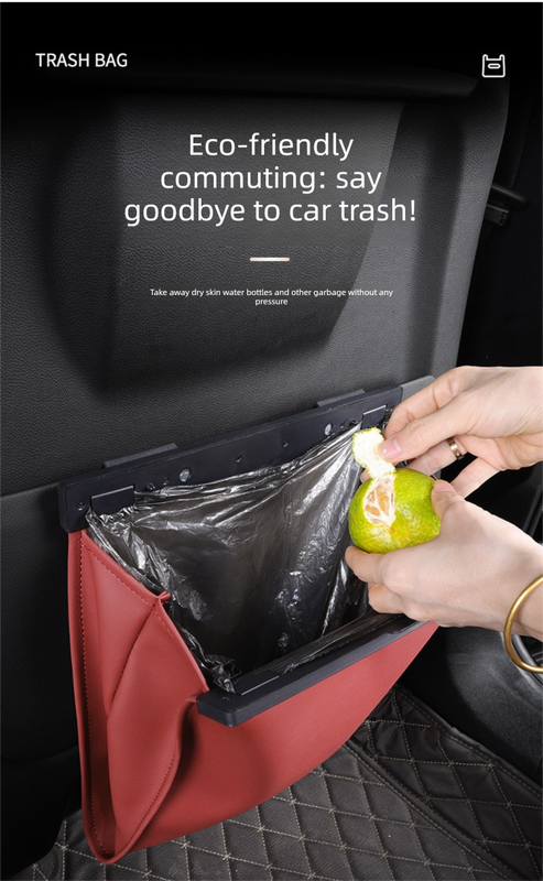 Car Trash Bag Hanging Leather Garbage Bin with Magnetic Closure Waterproof Vehicle Back Seat Organiser V888-ELOSUNG41538