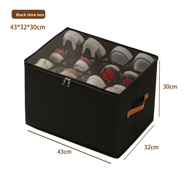 Foldable Shoe Storage Box with Clear Lid 12 Compartment Wardrobe Organiser for Sneakers Flat Sandals 600D V888-ELOSUNG41549
