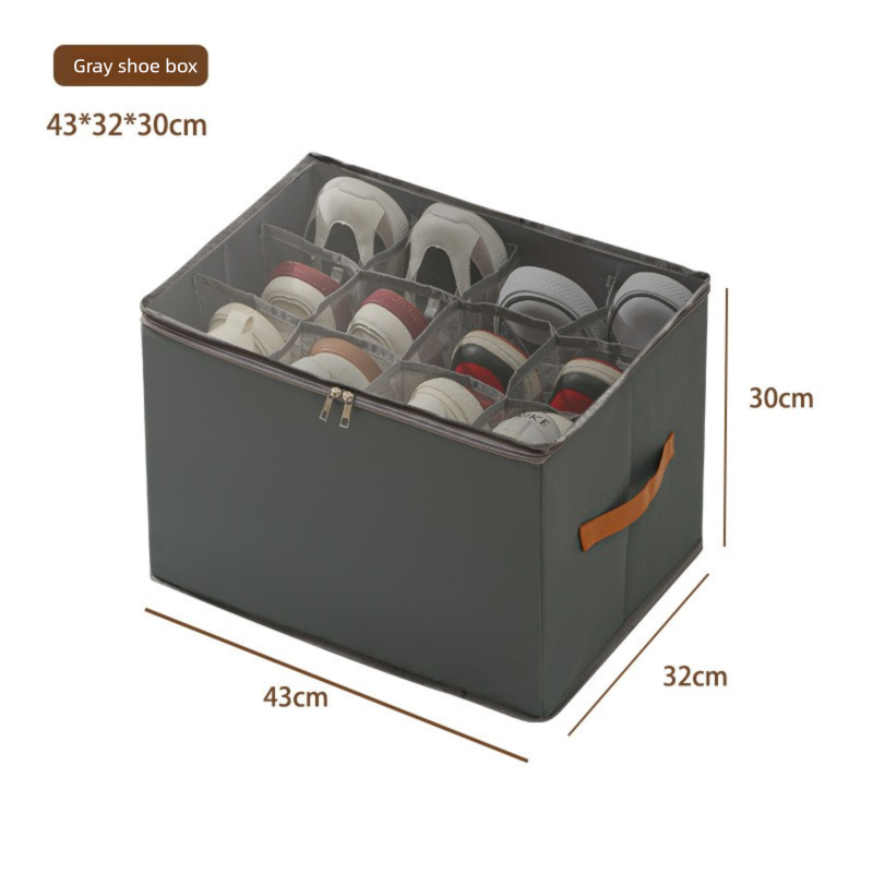 Foldable Shoe Storage Box with Clear Lid 12 Compartment Wardrobe Organiser for Sneakers Flat Sandals 600D V888-ELOSUNG41550