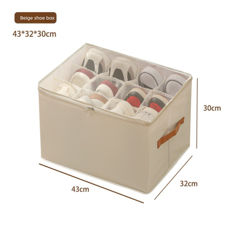 Foldable Shoe Storage Box with Clear Lid 12 Compartment Wardrobe Organiser for Sneakers Flat Sandals 600D V888-ELOSUNG41551