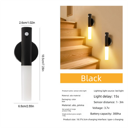 Matte Black Motion Sensor Night Light LED Rechargeable Magnetic Stick Wall Lamp Smart Wireless Batten for V888-ELOSUNG41561