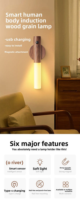 Matte Black Motion Sensor Night Light LED Rechargeable Magnetic Stick Wall Lamp Smart Wireless Batten for V888-ELOSUNG41561