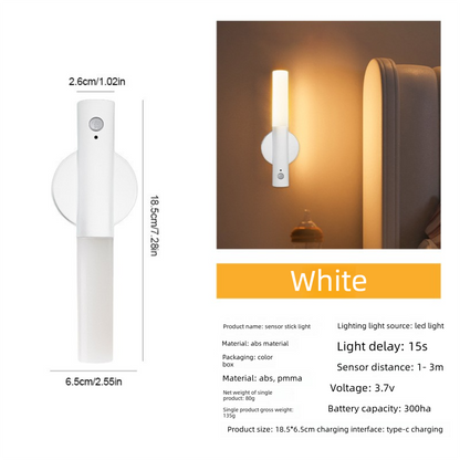 White Motion Sensor Night Light LED Rechargeable Magnetic Stick Wall Lamp Smart Wireless Batten for Hallway V888-ELOSUNG41562