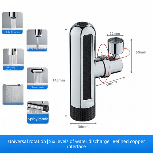 Universal Kitchen Tap Extender 6 Spray Modes with Waterfall Effect 360 Degree Swivel Faucet Aerator Head V888-ELOSUNG41580