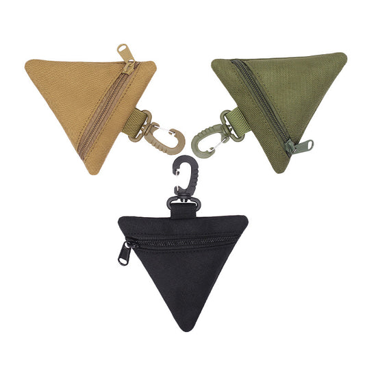3 PCS Tactical Triangle Coin Purse Pouch Mini EDC Wallet with Carabiner Hook Heavy Duty Canvas Key Holder V888-ELOSUNG41586