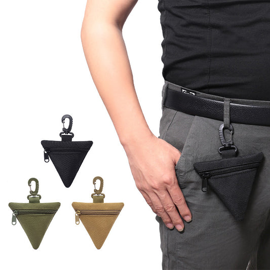 3 PCS Tactical Triangle Coin Purse Pouch Mini EDC Wallet with Carabiner Hook Heavy Duty Canvas Key Holder V888-ELOSUNG41586