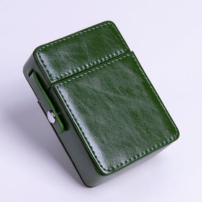 PU Leather Cigarette Case with Lighter Holder Hard Shell Storage Pouch Belt Loop Waist Bag for Standard Packs V888-ELOSUNG41593