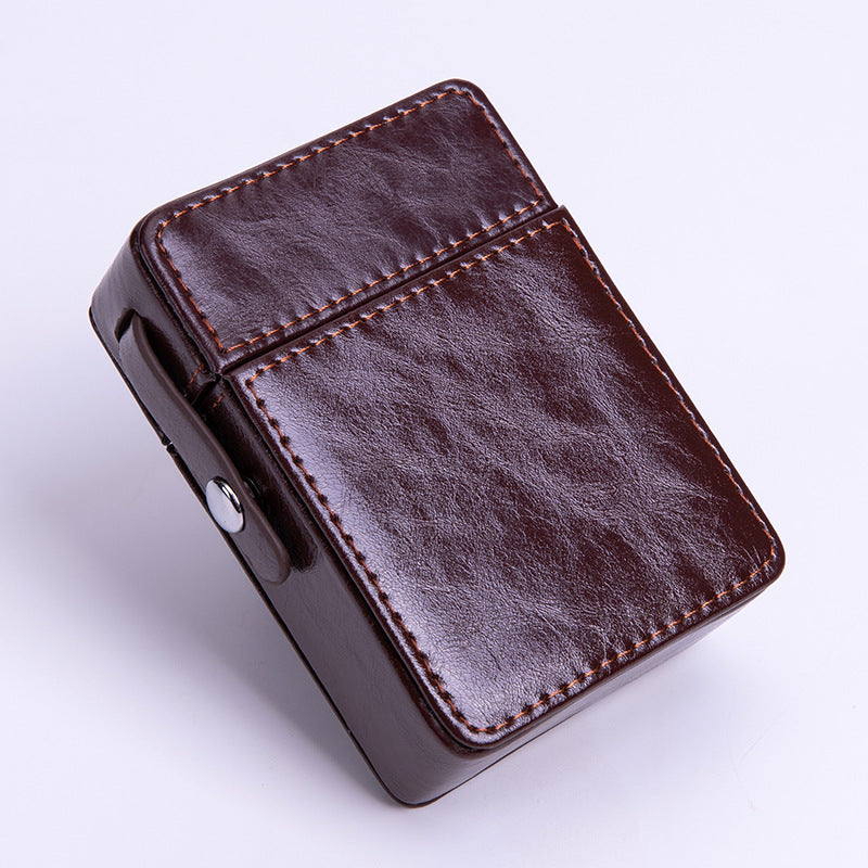 PU Leather Cigarette Case with Lighter Holder Hard Shell Storage Pouch Belt Loop Waist Bag for Standard Packs V888-ELOSUNG41596