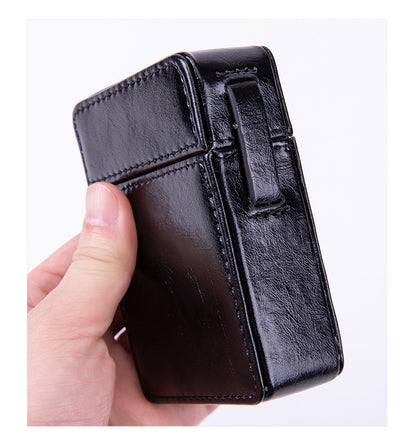 PU Leather Cigarette Case with Lighter Holder Hard Shell Storage Pouch Belt Loop Waist Bag for Standard Packs V888-ELOSUNG41596