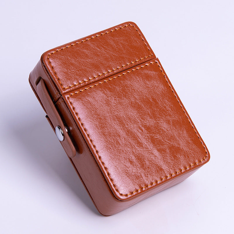 PU Leather Cigarette Case with Lighter Holder Hard Shell Storage Pouch Belt Loop Waist Bag for Standard Packs V888-ELOSUNG41597