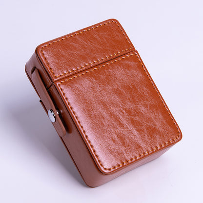 PU Leather Cigarette Case with Lighter Holder Hard Shell Storage Pouch Belt Loop Waist Bag for Standard Packs V888-ELOSUNG41597