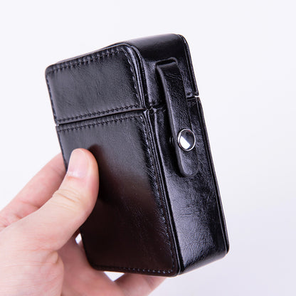 PU Leather Cigarette Case with Lighter Holder Hard Shell Storage Pouch Belt Loop Waist Bag for Standard Packs V888-ELOSUNG41597
