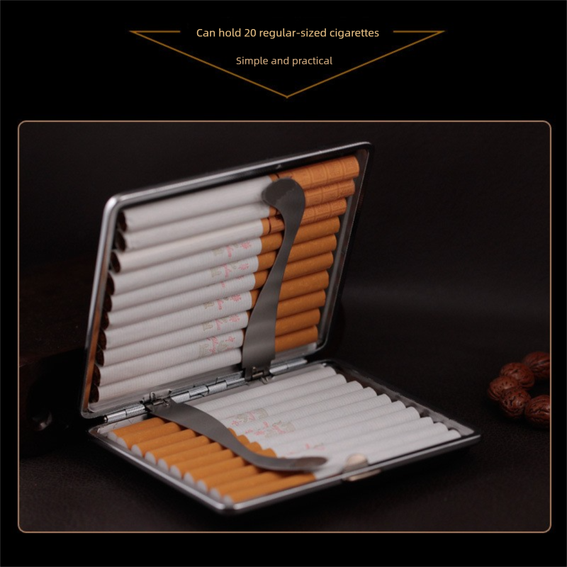 Genuine Leather Cigarette Case Crocodile Pattern Embossed Dark Brown 20 Stick Capacity Retro Vintage Style V888-ELOSUNG41616