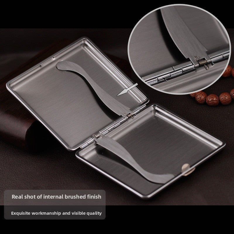 Genuine Leather Cigarette Case Coffee Brown Crocodile Pattern 20 Stick Capacity Retro Vintage Style Metal V888-ELOSUNG41618