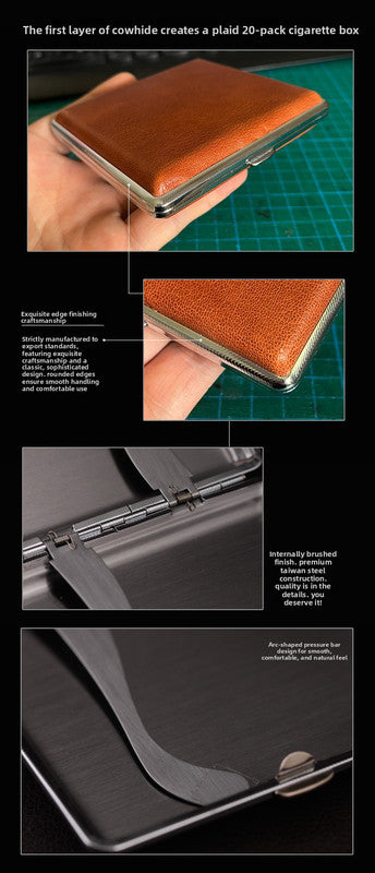 Genuine Leather Cigarette Case Red Crocodile Pattern 20 Stick Capacity Retro Vintage Style Metal Frame Pocket V888-ELOSUNG41619
