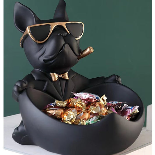 Cool French Bulldog Storage Figurine Resin Statue Key Bowl Candy Dish Entryway Organiser Modern Home Decor V888-ELOSUNG41621