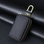 Genuine Leather Car Key Case Double Zipper Smart Key Fob Holder Wallet Remote Organiser Pouch with Hook Black V888-ELOSUNG41631