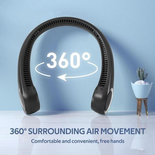Portable Neck Fan 4000mAh Rechargeable Bladeless Personal Fan 3 Speeds Quiet Hands Free Cooling Device with V888-ELOSUNG41651