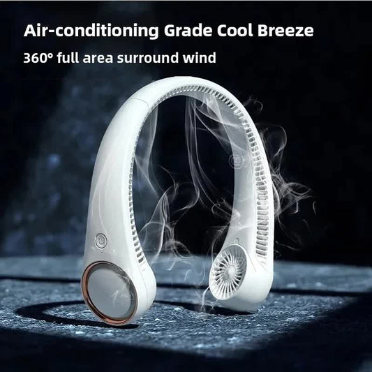 Portable Neck Fan 4000mAh Rechargeable Bladeless Personal Fan 3 Speeds Quiet Hands Free Cooling Device with V888-ELOSUNG41651