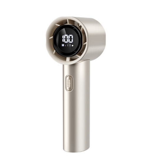 High Speed Handheld Turbo Fan Champagne Gold 3 Adjustable Speeds LED Display Portable Personal Cooling Fan V888-ELOSUNG41685