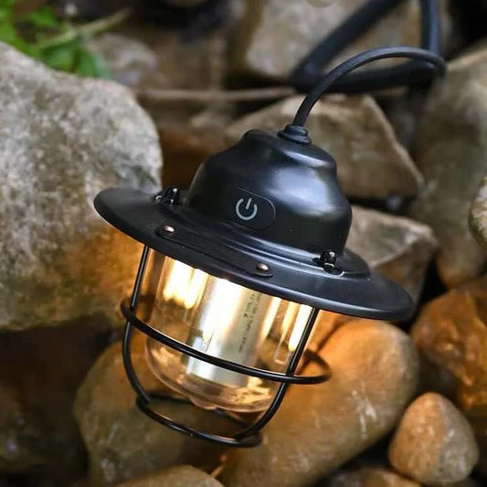Retro LED Camping Lantern Rechargeable Pinecone Light Dimmable 4 Modes IPX4 Waterproof Hanging Tent Lamp for V888-ELOSUNG41698