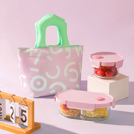 Insulated Lunch Bag Tote Fashion Graffiti Print with Soft Padded Handle Waterproof Thermal Cooler Bento Case V888-ELOSUNG41702