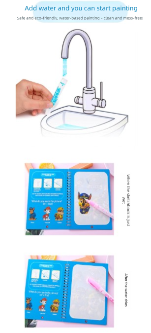2 PCS Magic Water Colouring Book Reusable Mess Free Painting Set Dinosaur and Flamingo Themes with Refillable V888-ELOSUNG41704