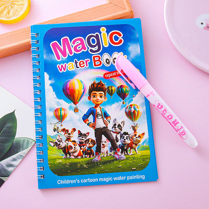 2 PCS Magic Water Colouring Book Reusable Mess Free Painting Set Space Astronaut and Cartoon Puppy Themes V888-ELOSUNG41705