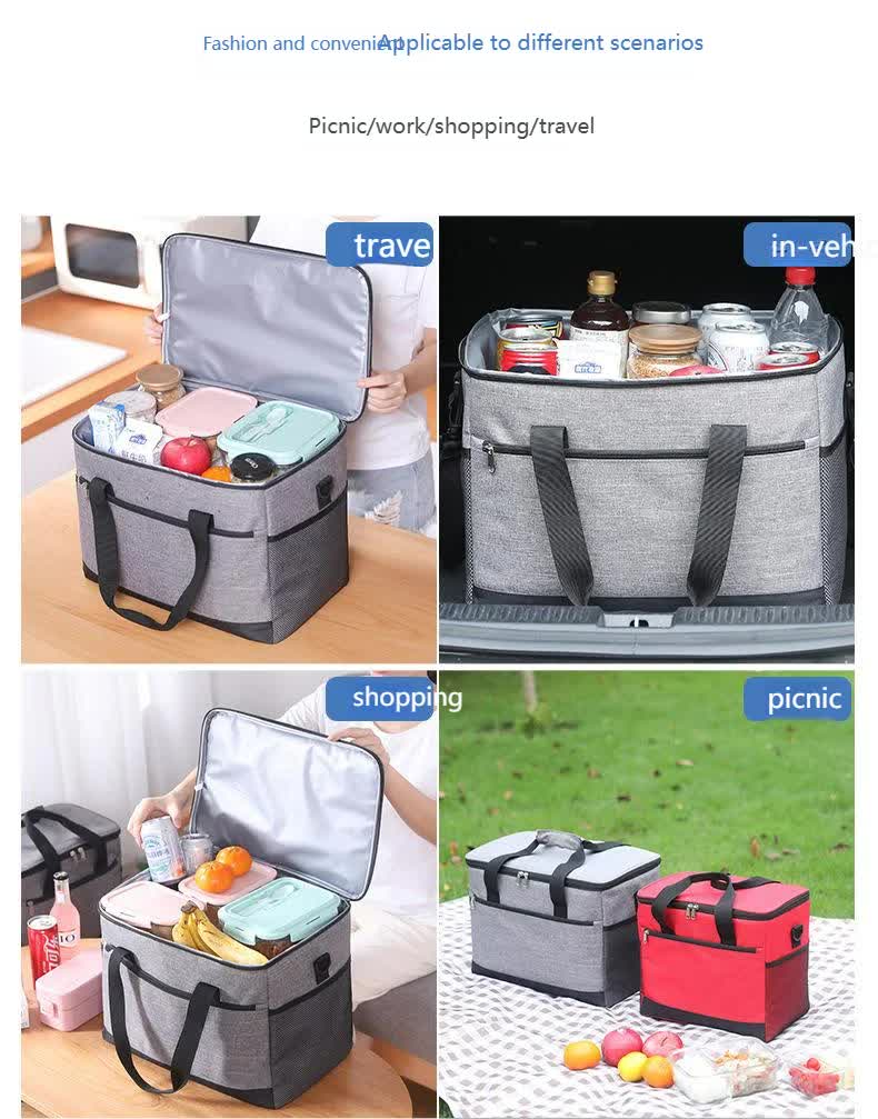Large 30L Insulated Cooler Bag - Leakproof Thermal Lunch Tote with Shoulder Strap - Heavy Duty Blue Picnic V888-ELOSUNG41716