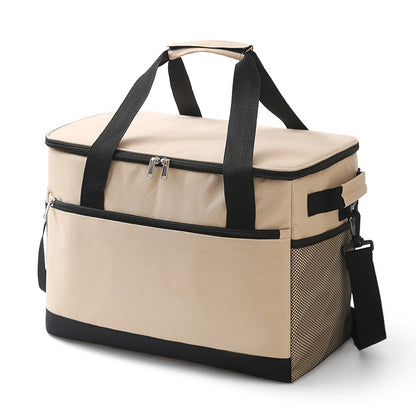 Large 30L Insulated Cooler Bag - Leakproof Thermal Lunch Tote with Shoulder Strap - Heavy Duty Beige Picnic V888-ELOSUNG41718