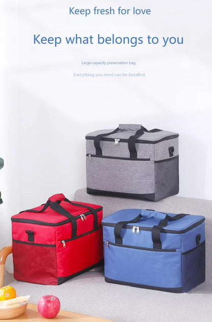 Large 30L Insulated Cooler Bag - Leakproof Thermal Lunch Tote with Shoulder Strap - Heavy Duty Beige Picnic V888-ELOSUNG41718